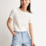 ARMEDANGELS - Pointelle T-Shirt • white - ROSA ECK