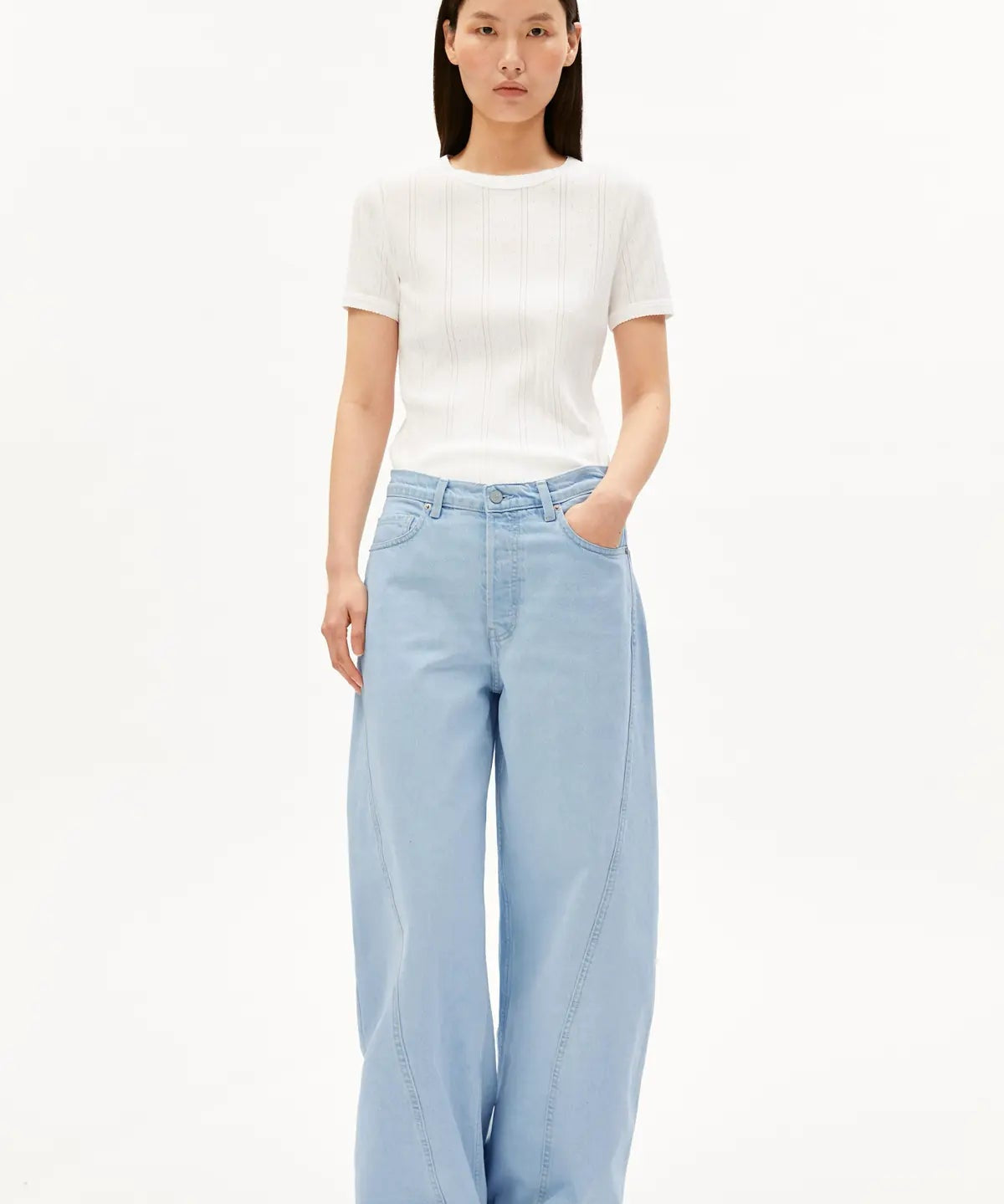 ARMEDANGELS - Pointelle T-Shirt • white - ROSA ECK