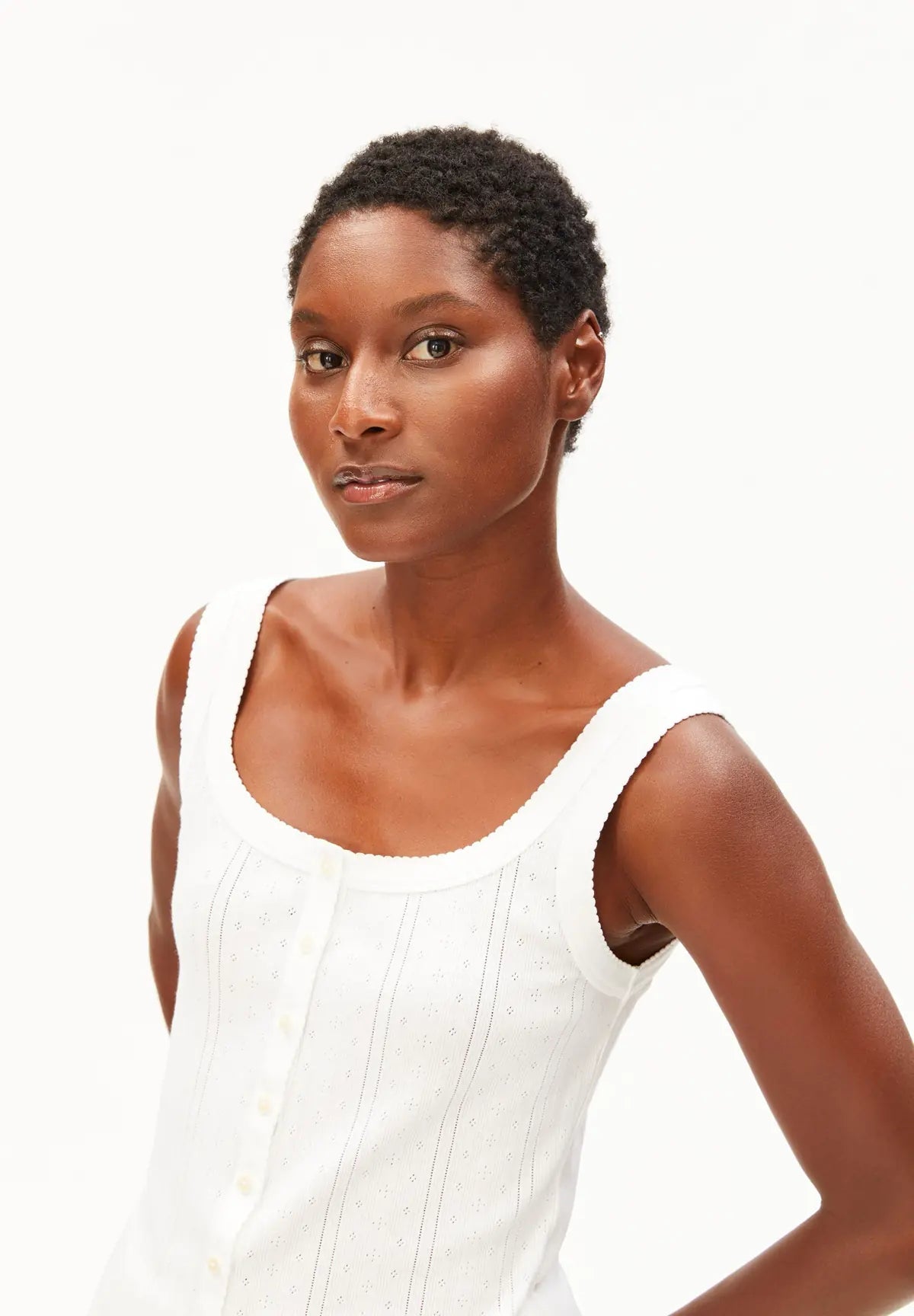 ARMEDANGELS - Pointelle Top • white - ROSA ECK