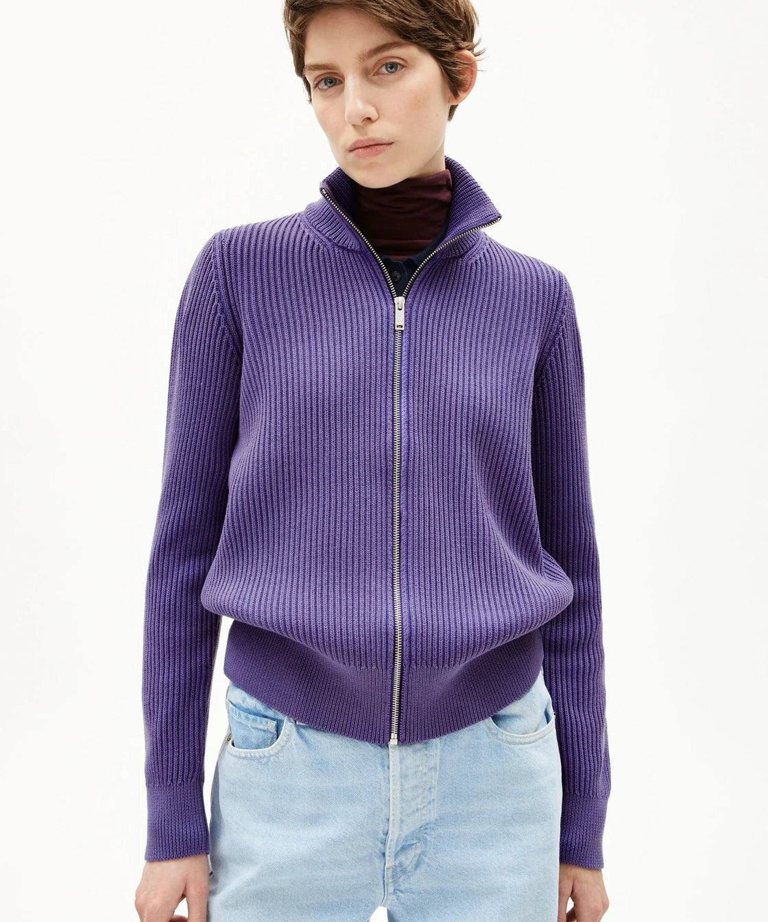 ARMEDANGELS - REBECCAA GMT DYE Cardigan • indigo lilac - Cardigan - ROSA ECK