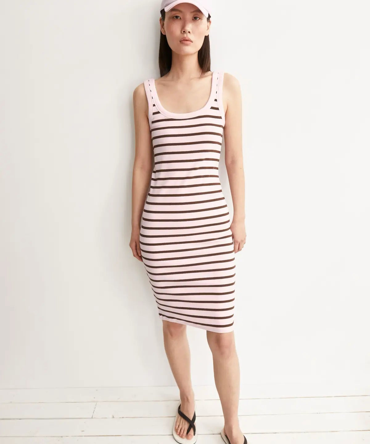ARMEDANGELS - Ripp Trägerkleid mit Streifen • pink mist - dried palm - ROSA ECK
