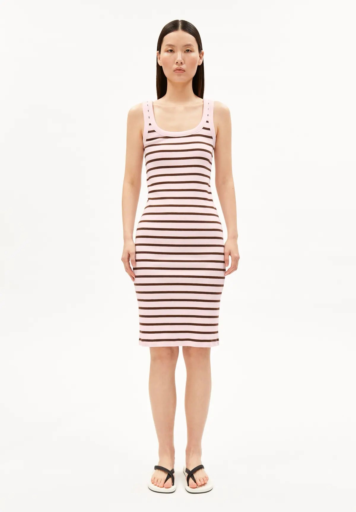 ARMEDANGELS - Ripp Trägerkleid mit Streifen • pink mist - dried palm - ROSA ECK
