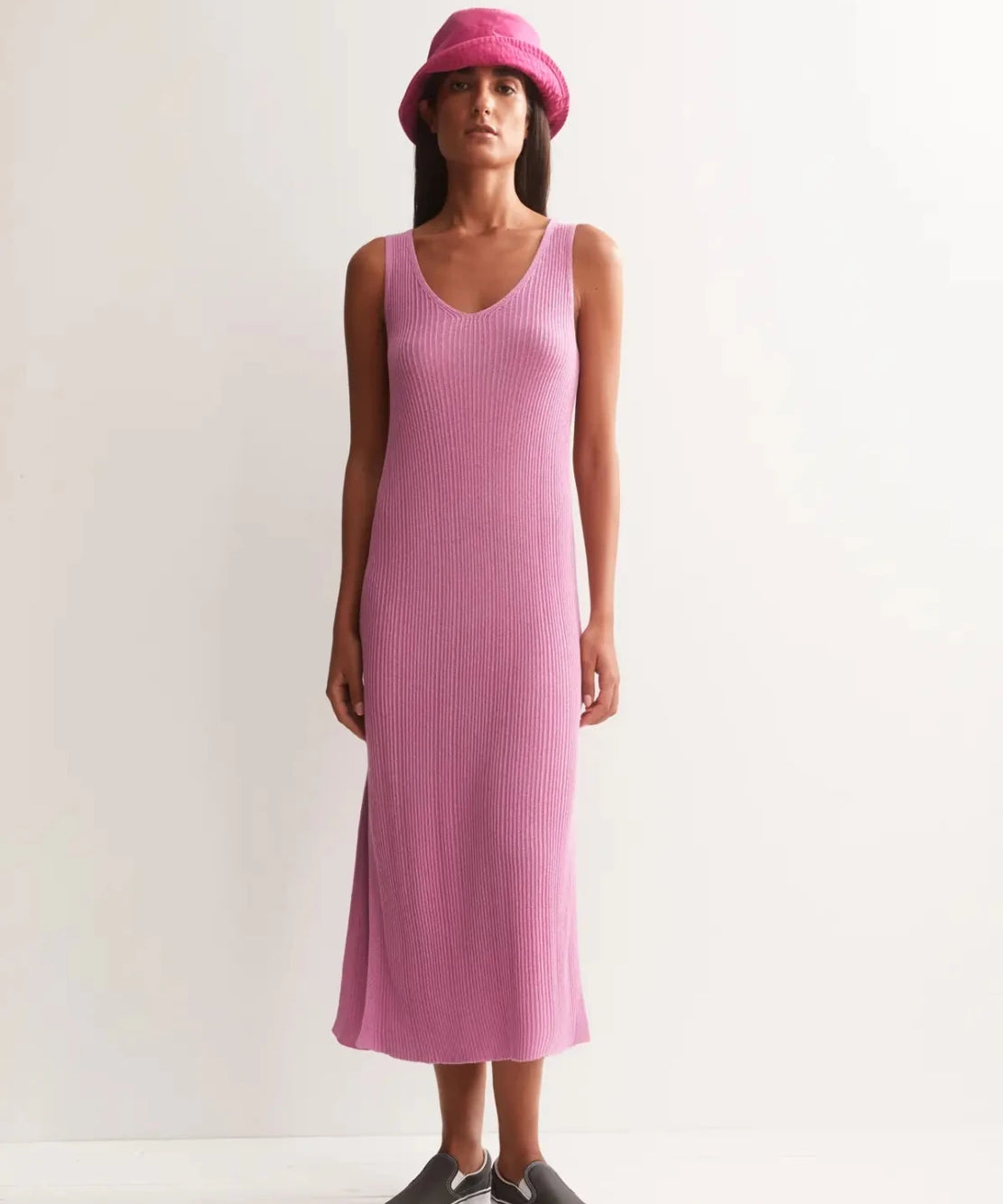 ARMEDANGELS - Strickkleid aus Leinenmix • washed berry - ROSA ECK