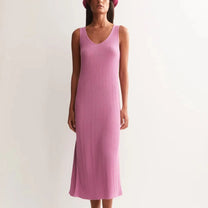 ARMEDANGELS - Strickkleid aus Leinenmix • washed berry - ROSA ECK