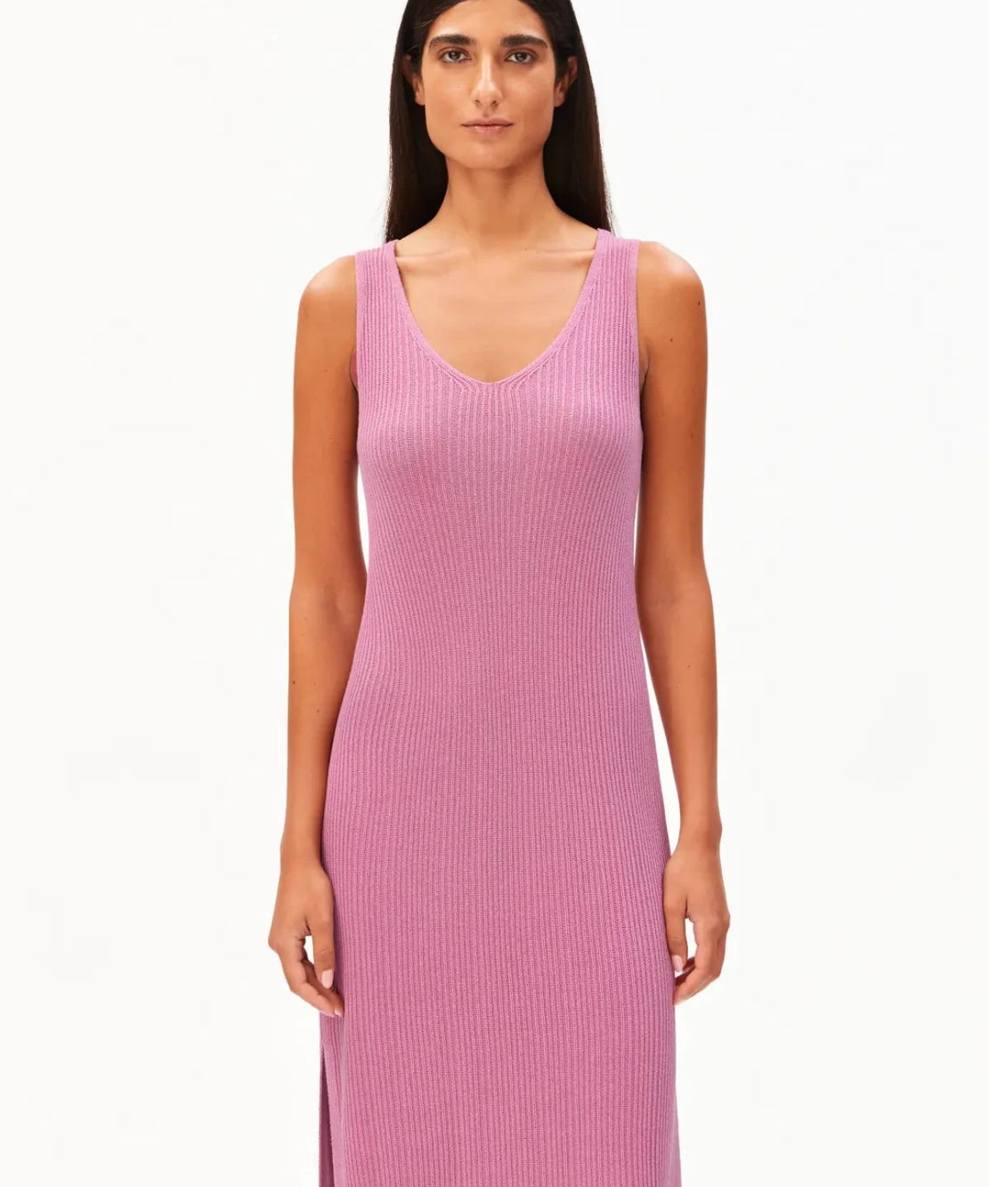 ARMEDANGELS - Strickkleid aus Leinenmix • washed berry - ROSA ECK