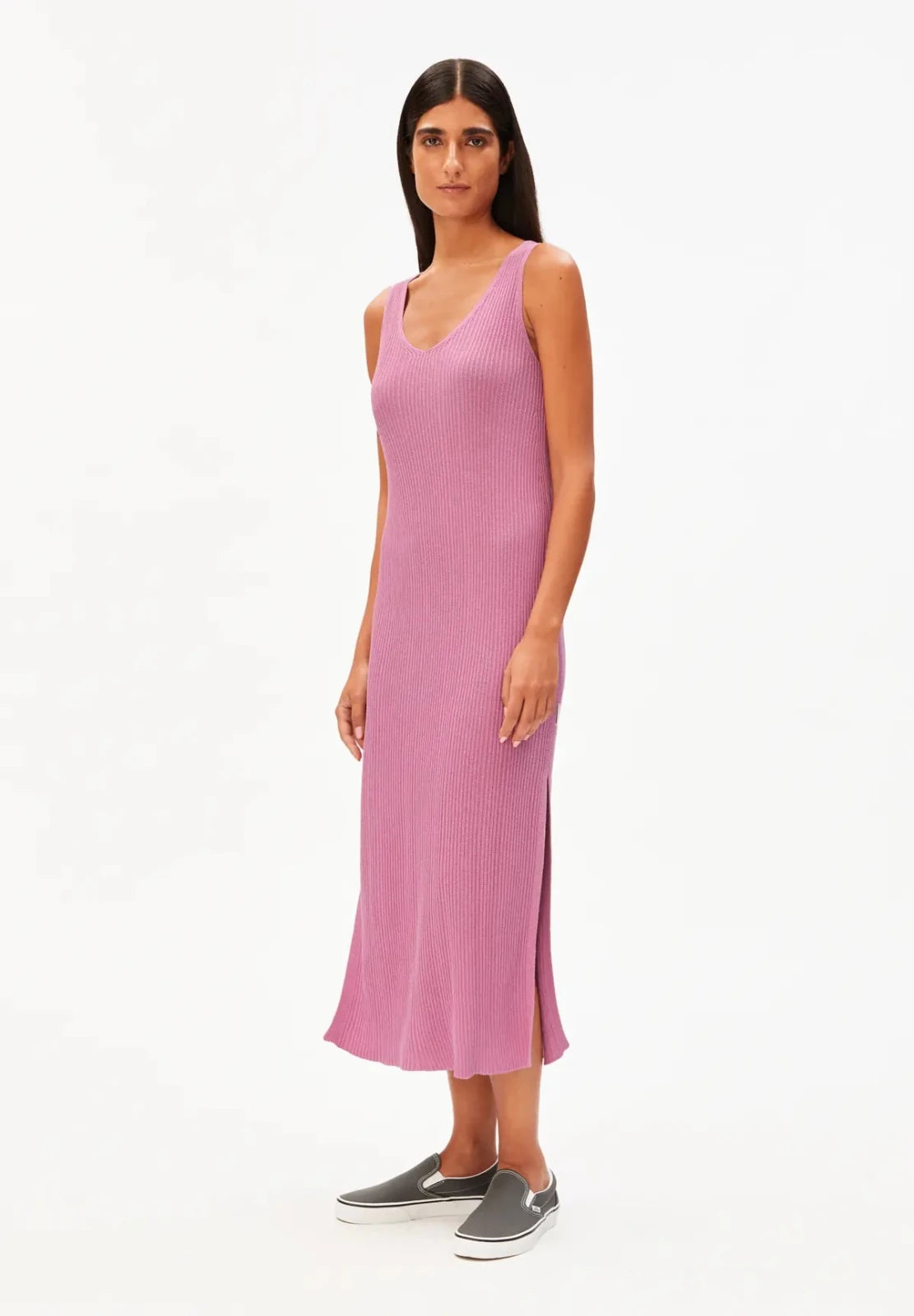 ARMEDANGELS - Strickkleid aus Leinenmix • washed berry - ROSA ECK