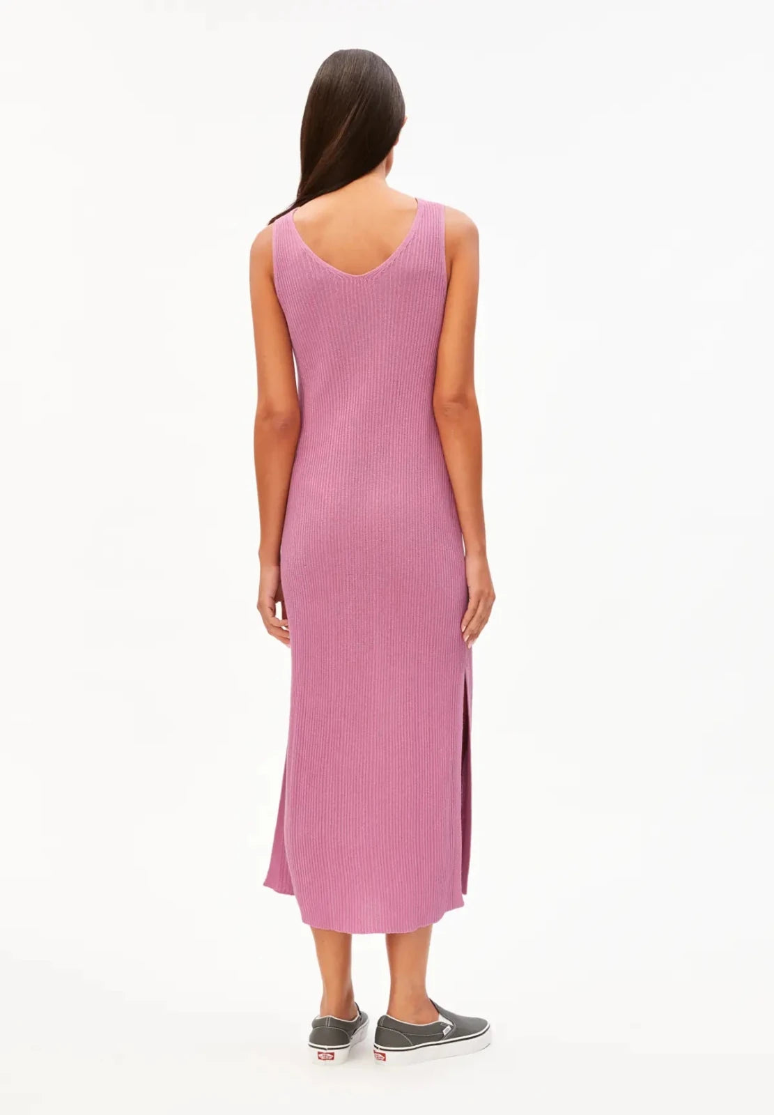 ARMEDANGELS - Strickkleid aus Leinenmix • washed berry - ROSA ECK