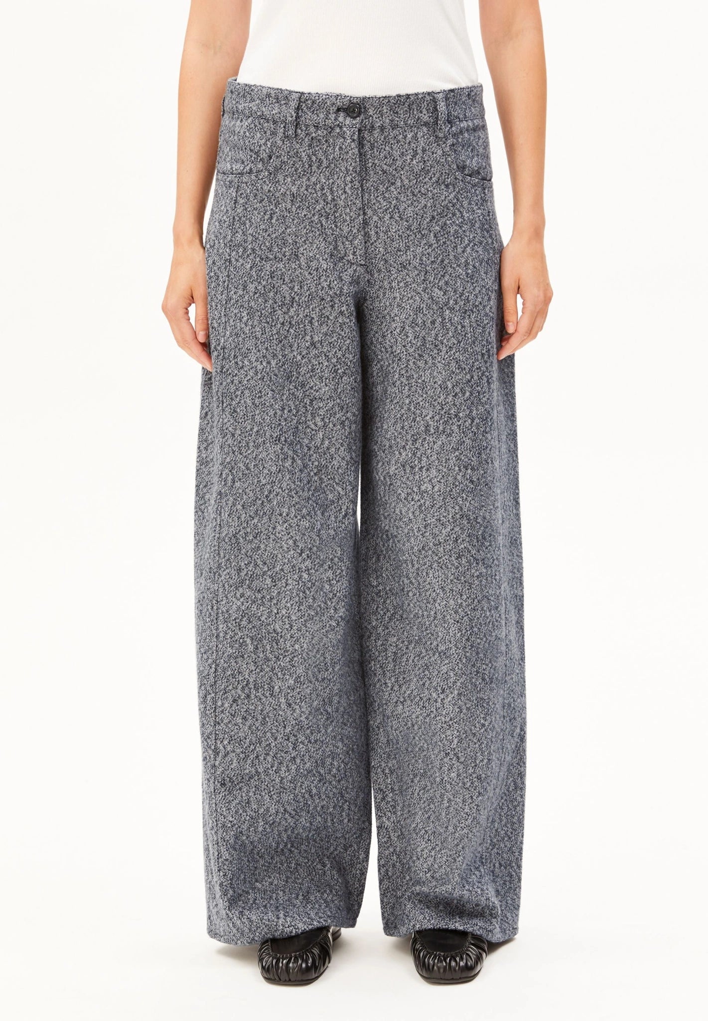 Tweed Barrel Hose • mid grey melange-oatmilk