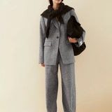 ARMEDANGELS - Tweed Barrel Hose • mid grey melange-oatmilk - ROSA ECK