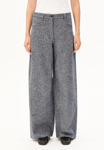 ARMEDANGELS - Tweed Barrel Hose • mid grey melange-oatmilk - ROSA ECK