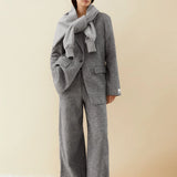 Tweed Oversized Blazer • mid grey melange-oatmilk