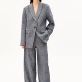Tweed Oversized Blazer • mid grey melange-oatmilk