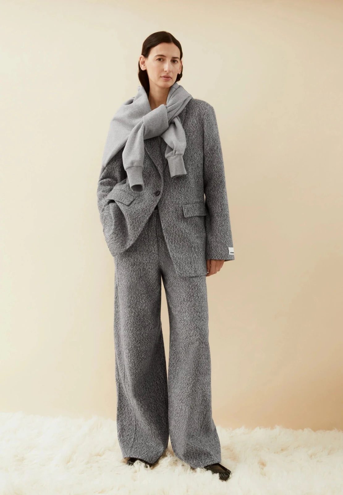 ARMEDANGELS - Tweed Oversized Blazer • mid grey melange-oatmilk - ROSA ECK