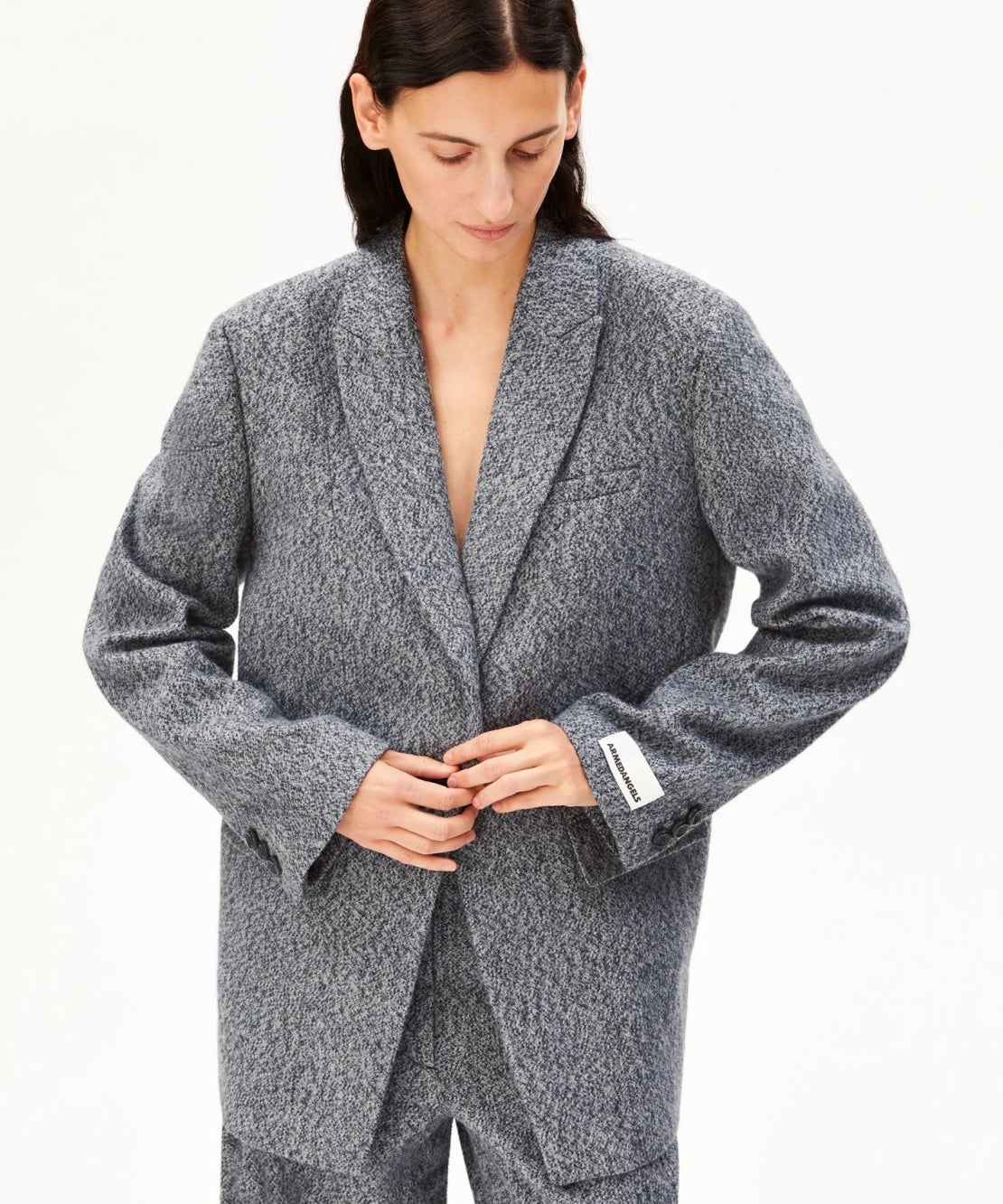 ARMEDANGELS - Tweed Oversized Blazer • mid grey melange-oatmilk - ROSA ECK