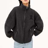 Woll-Mix Fleecejacke • steel melange