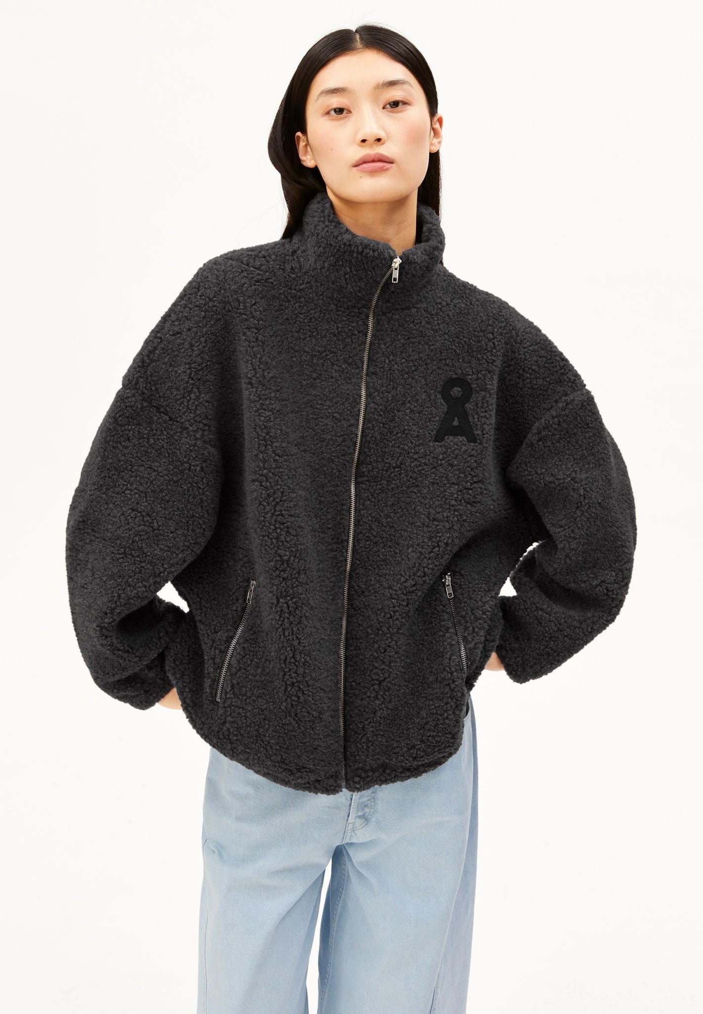 Woll-Mix Fleecejacke • steel melange