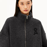 Woll-Mix Fleecejacke • steel melange