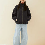 Woll-Mix Fleecejacke • steel melange
