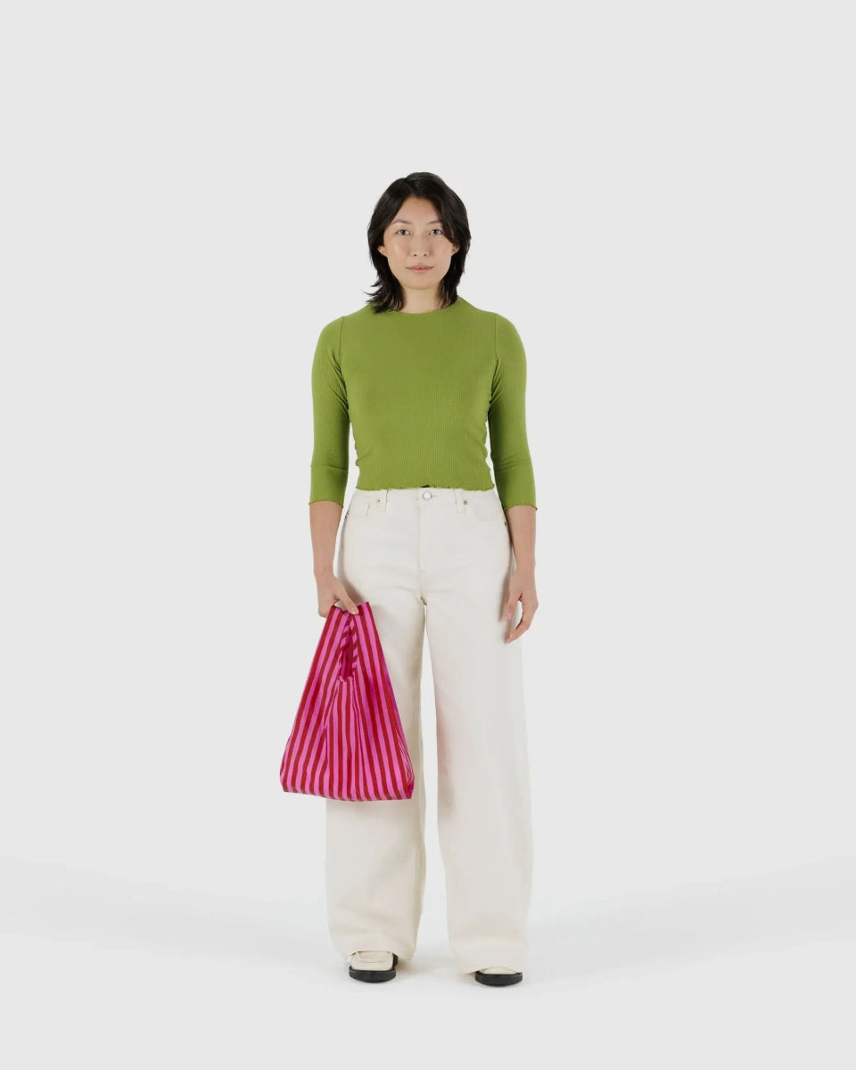 BAGGU - BABY BAGGU Einkaufstasche • Pink & Red Painted Stripe - Tasche - ROSA ECK Concept Store
