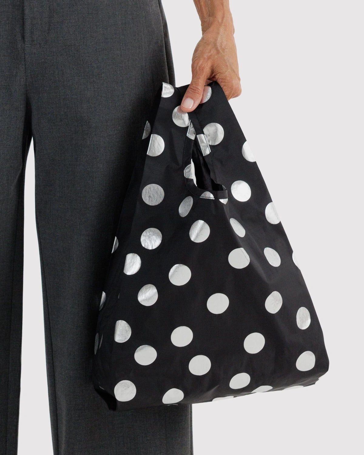 BAGGU - BABY BAGGU Einkaufstasche • Silver Metallic Polka Dot - ROSA ECK