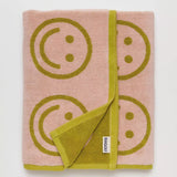 BAGGU - BATH TOWEL Badetuch | Happy Ochre - ROSA ECK - Smiley, ,