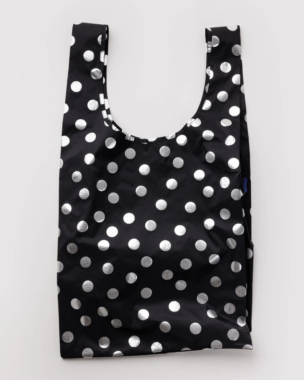 BIG BAGGU Große Einkaufstasche • Silver Metallic Polka Dot
