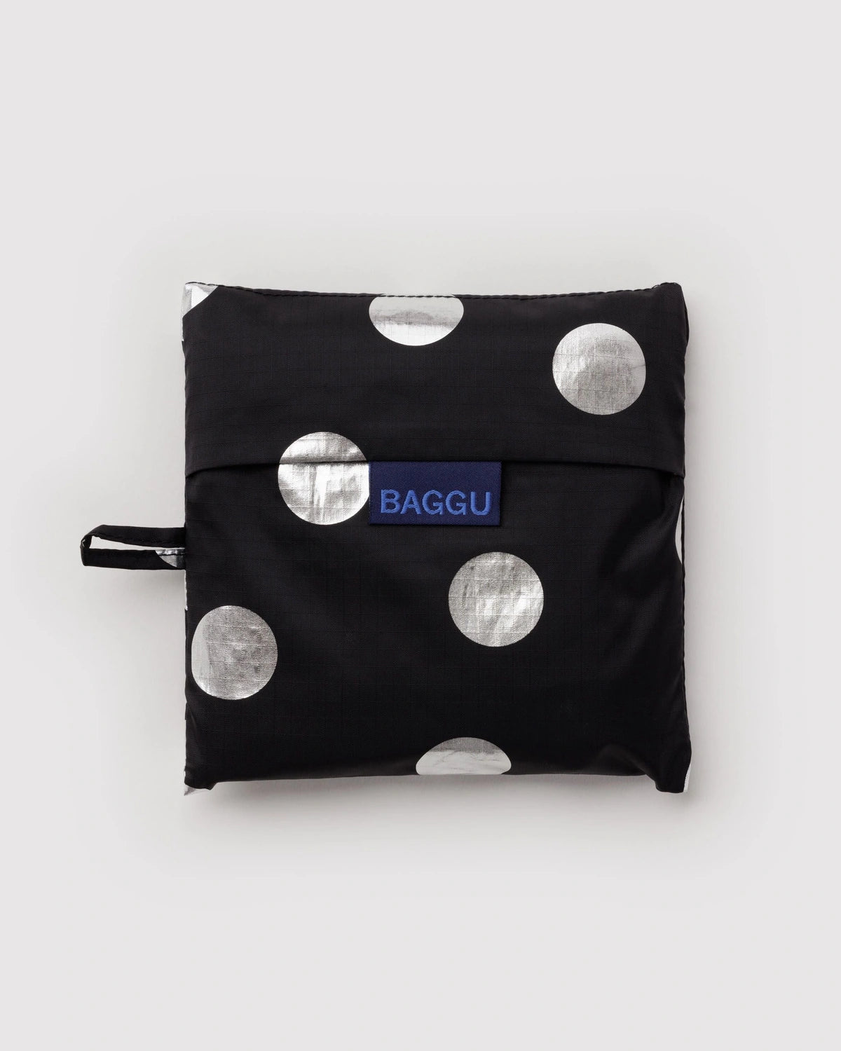 BIG BAGGU Große Einkaufstasche • Silver Metallic Polka Dot