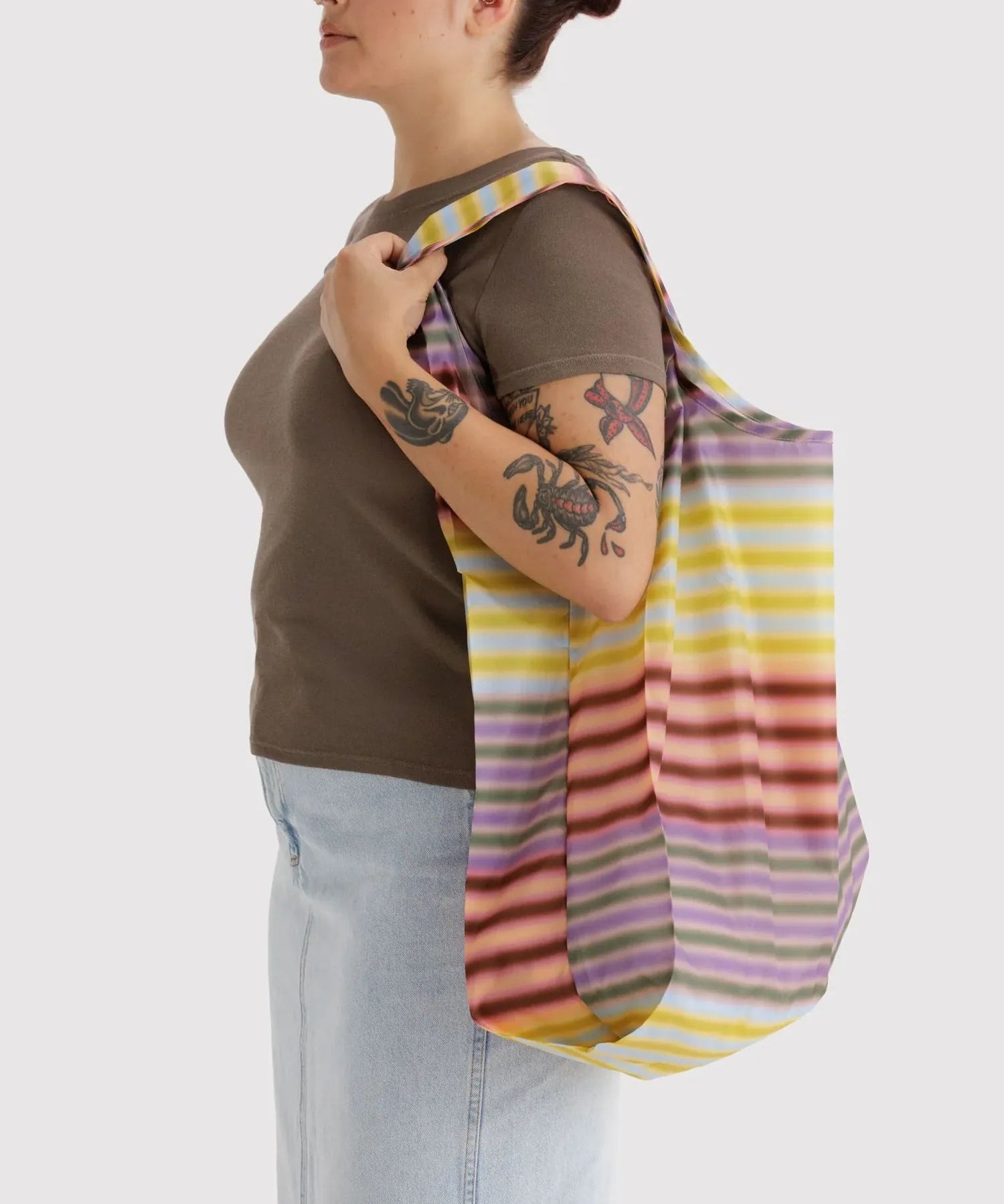 BAGGU - BIG BAGGU Große Einkaufstasche • Gradient Stripe Multi - ROSA ECK