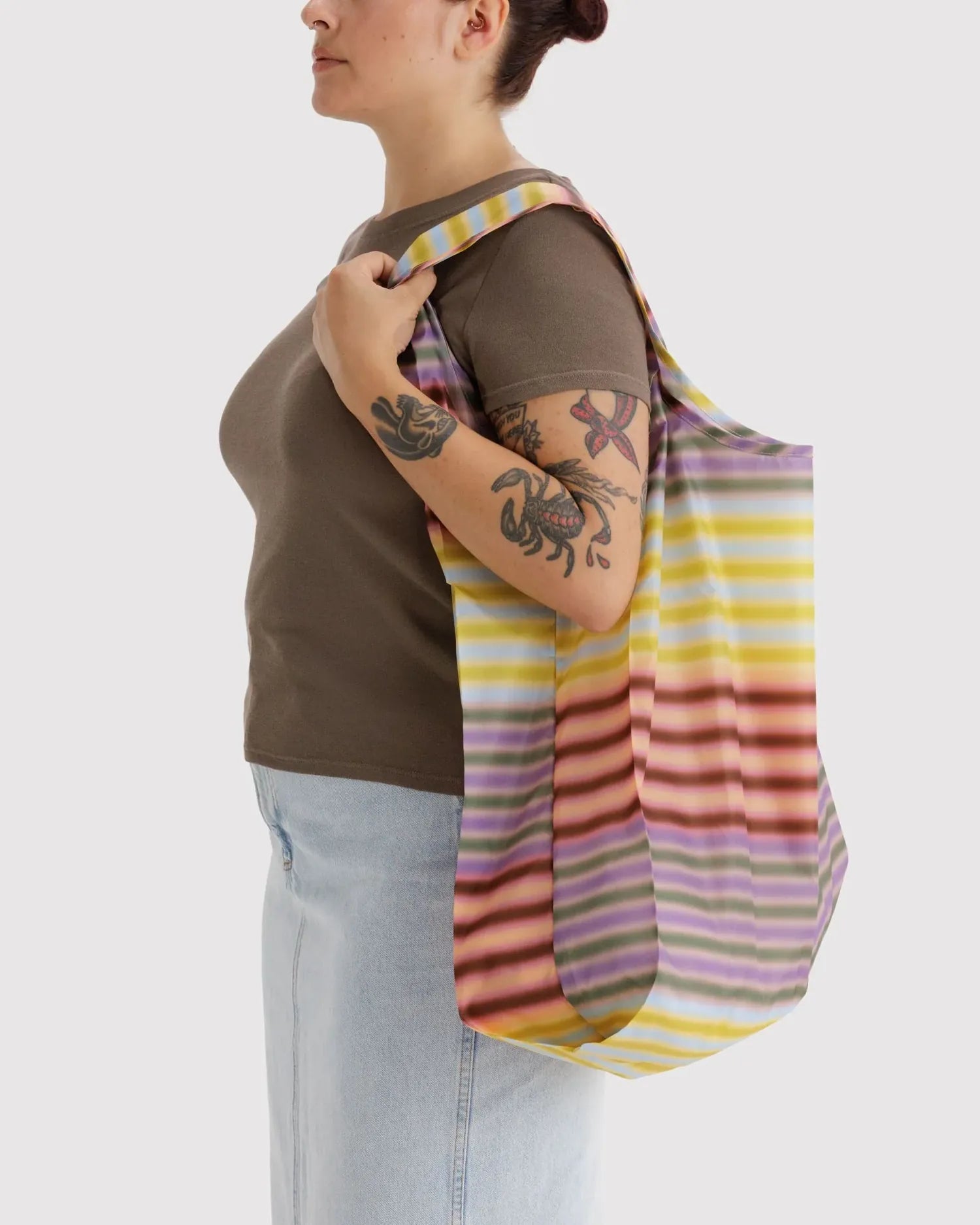 BAGGU - BIG BAGGU Große Einkaufstasche • Gradient Stripe Multi - ROSA ECK