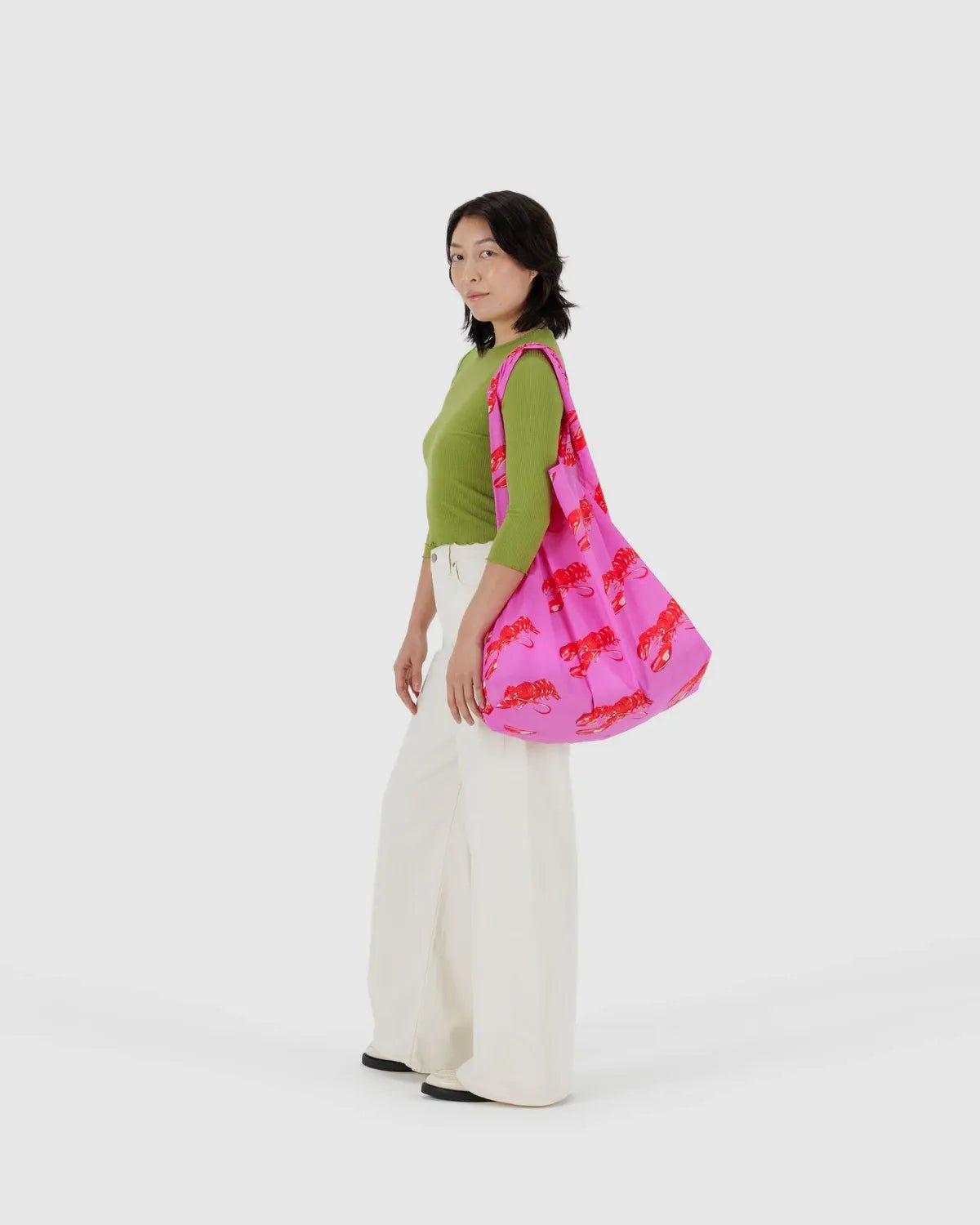 BAGGU - BIG BAGGU Große Einkaufstasche • Pink Lobster - Tasche - ROSA ECK