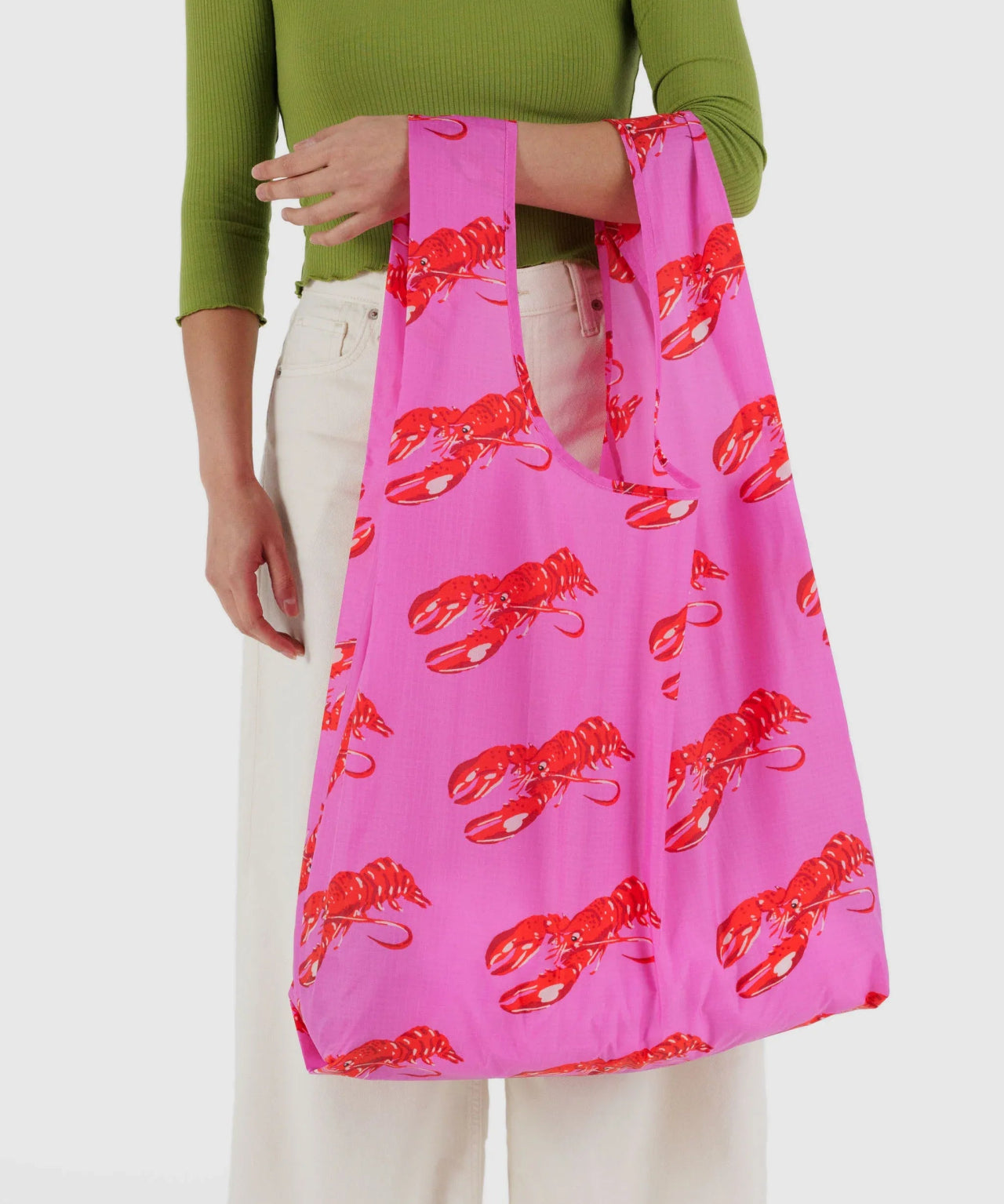 BAGGU - BIG BAGGU Große Einkaufstasche • Pink Lobster - Tasche - ROSA ECK
