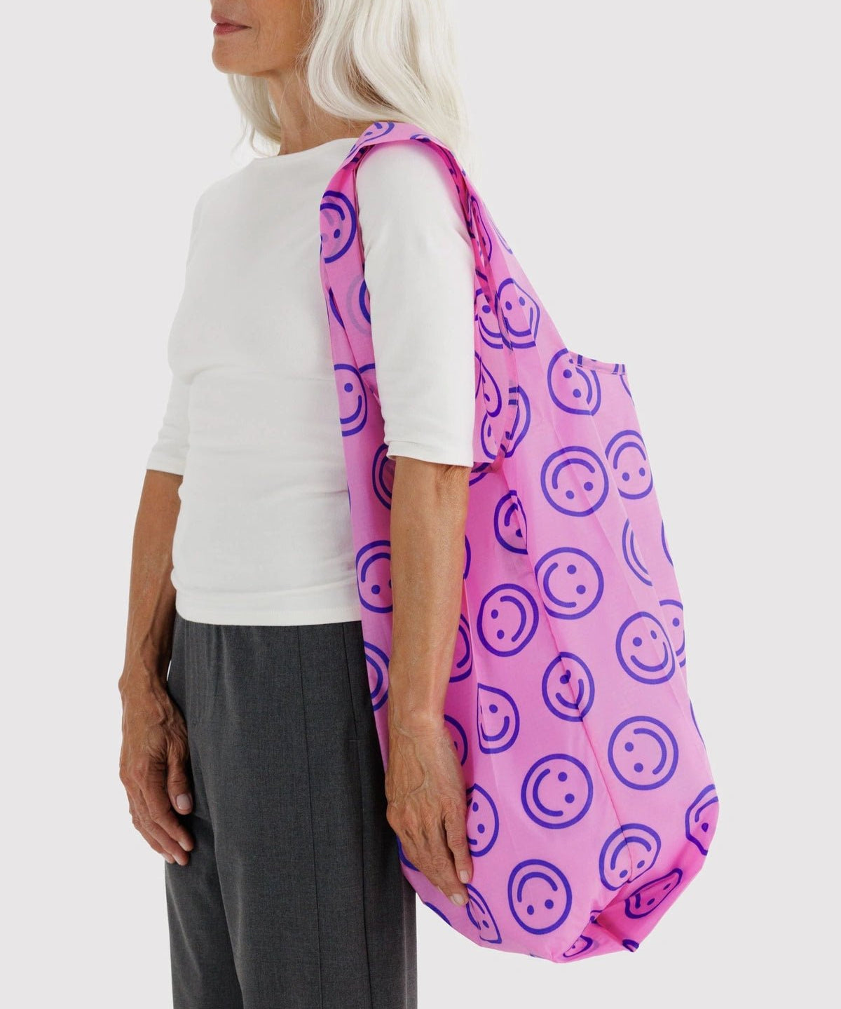 BAGGU - BIG BAGGU Große Einkaufstasche • Pop Pink Happy - ROSA ECK