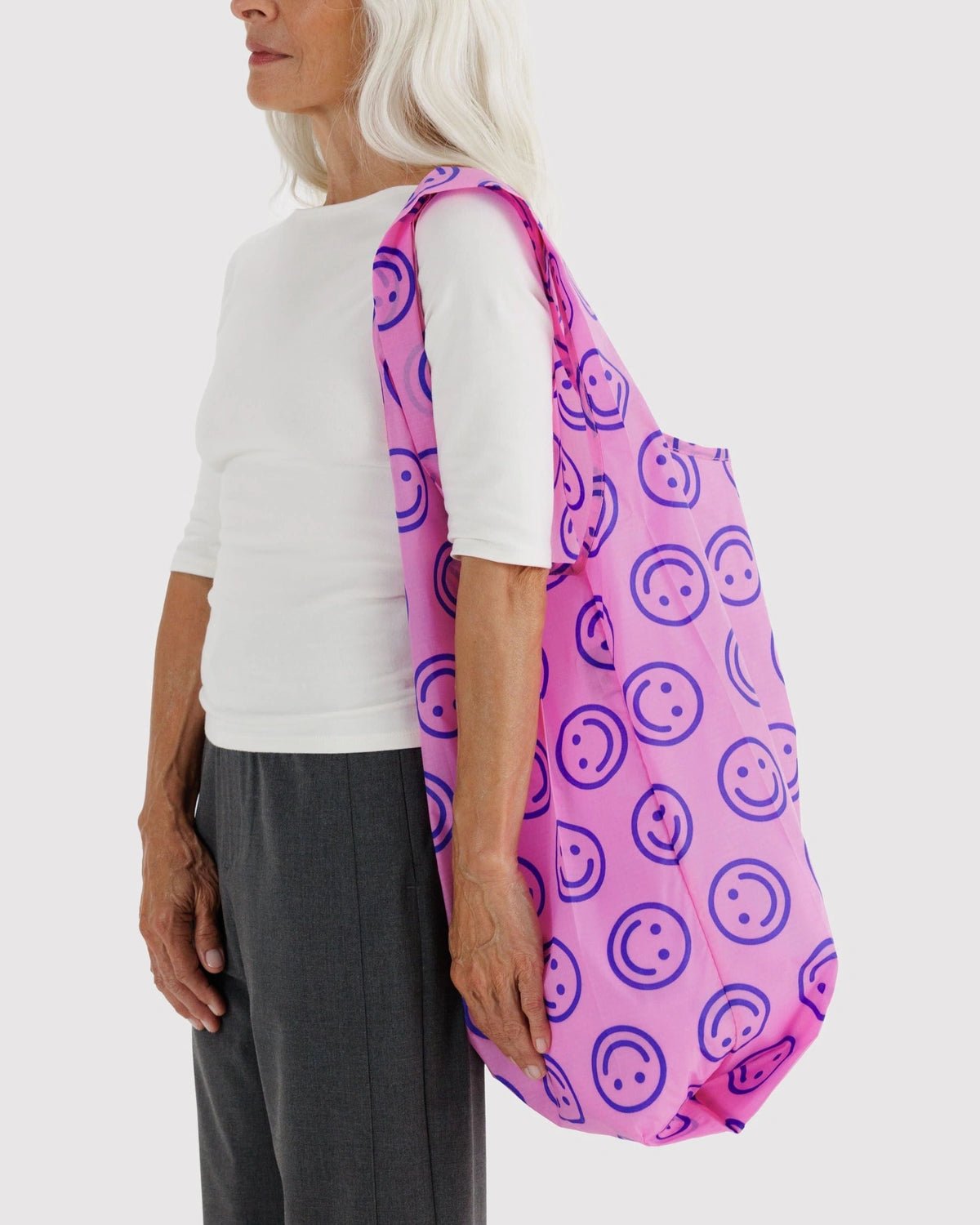 BAGGU - BIG BAGGU Große Einkaufstasche • Pop Pink Happy - ROSA ECK