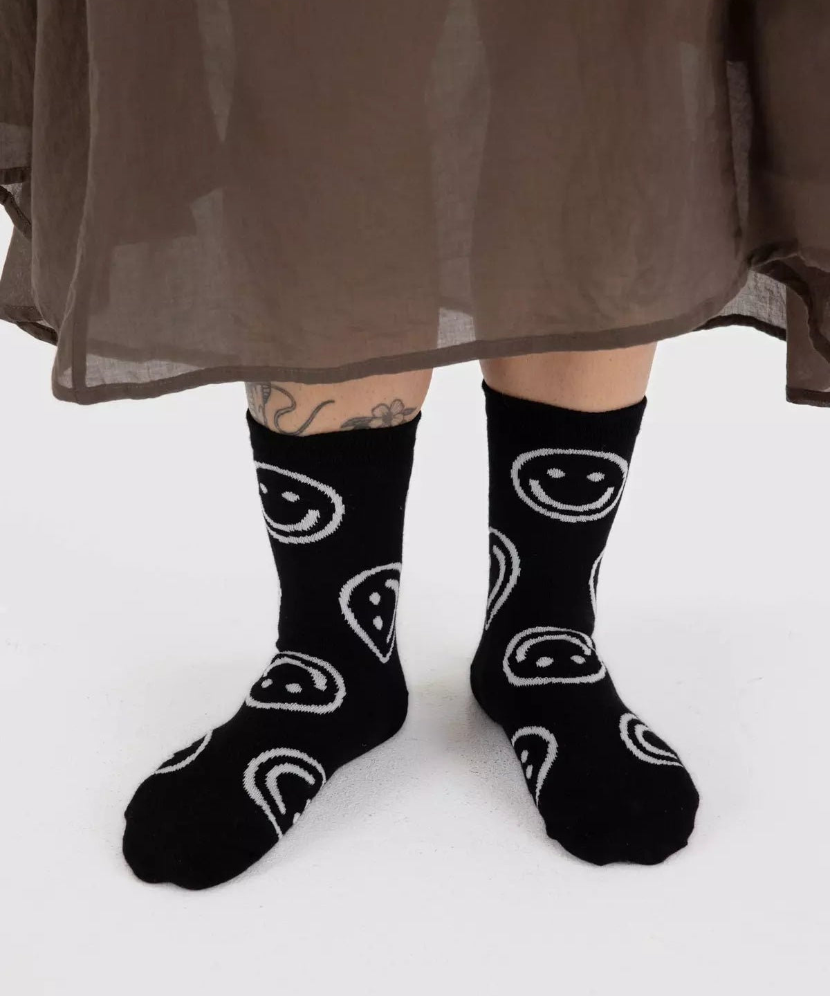 BAGGU - CREW SOCK Socken | Black Happy - ROSA ECK - Smiley, ,