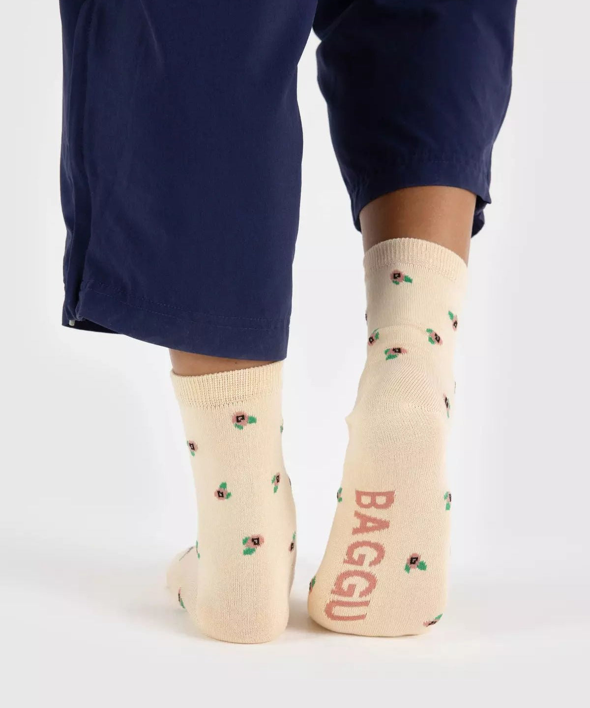 BAGGU - CREW SOCK Socken | Cream Rosette - ROSA ECK - , ,