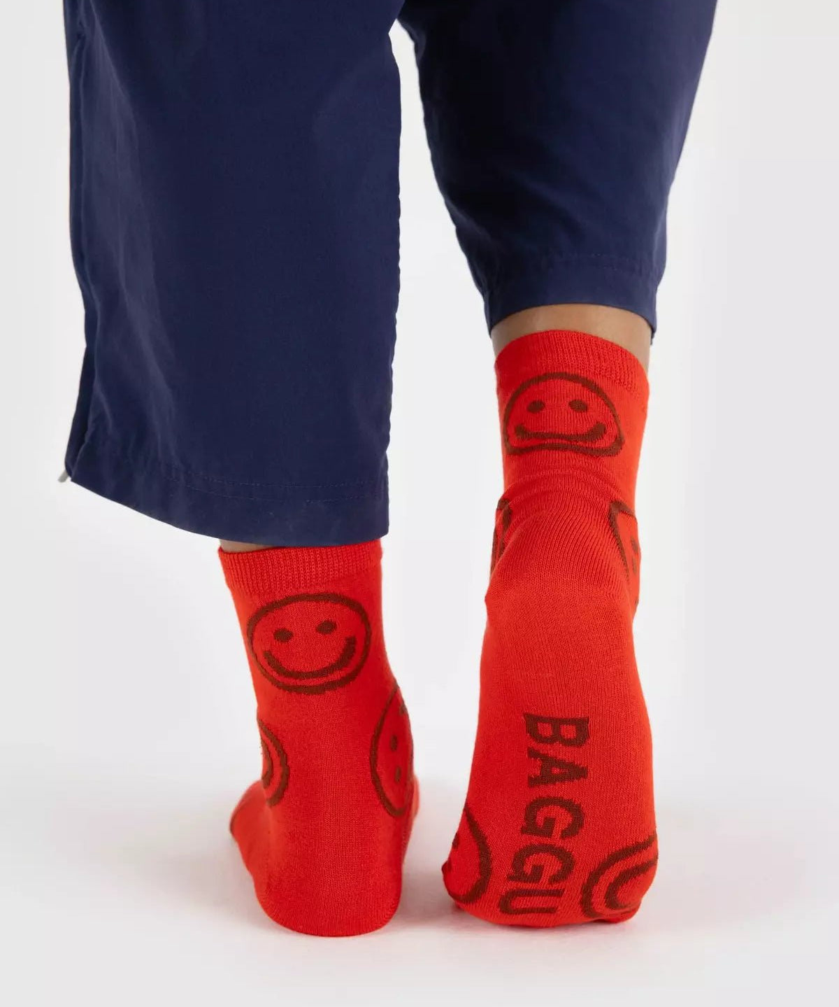 BAGGU - CREW SOCK Socken | Red Happy - ROSA ECK - Smiley, ,