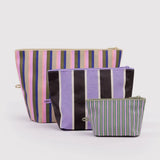 BAGGU - GO POUCH Kulturbeutel (3er - Set) • Candy Shop Stripes - ROSA ECK