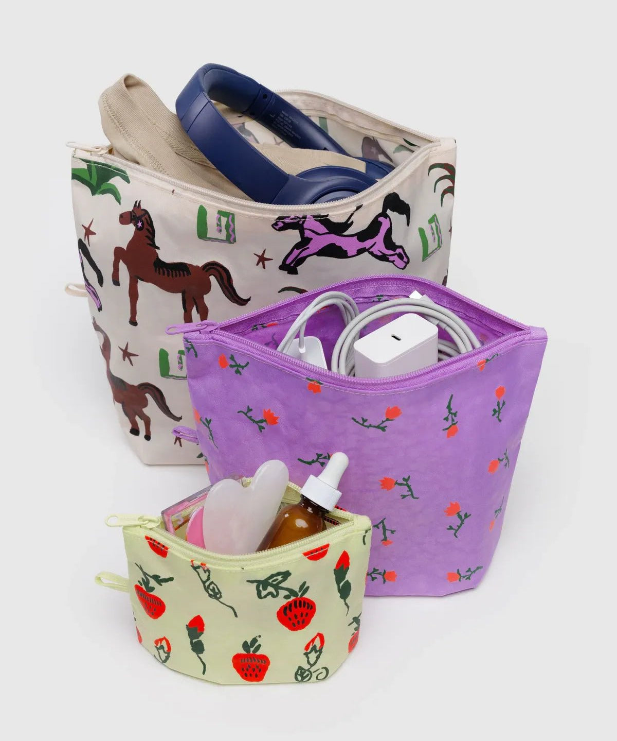 BAGGU - GO POUCH Kulturbeutel (3er - Set) • Painted Prairie - Kulturbeutel - ROSA ECK