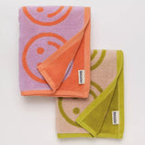 BAGGU - HAND TOWEL SET OF 2 Handtücher | Happy Lilac Ochre - ROSA ECK - Smiley, ,