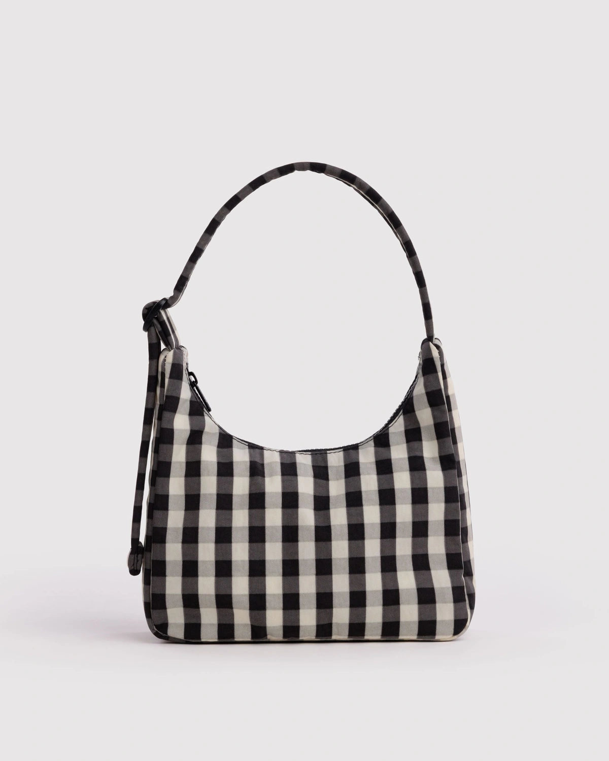 Mini Schultertasche aus Nylon • Black and Cream Gingham