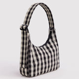 Mini Schultertasche aus Nylon • Black and Cream Gingham