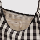 Mini Schultertasche aus Nylon • Black and Cream Gingham