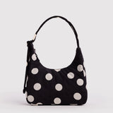 Mini Schultertasche aus Nylon • Black and Cream Polka Dot