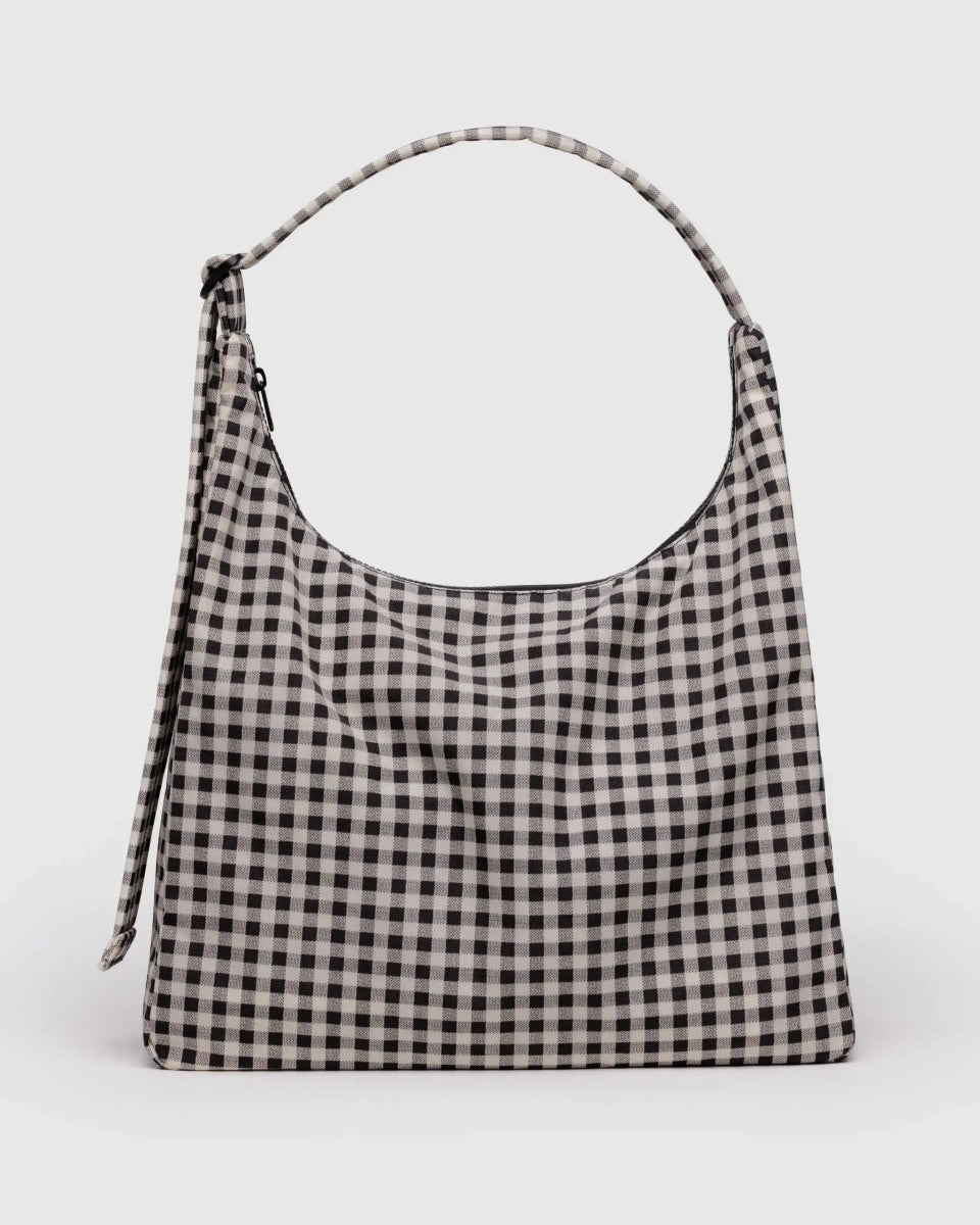 BAGGU - NYLON SHOULDER BAG Schultertasche • Black & White Gingham - Schultertasche - ROSA ECK Concept Store