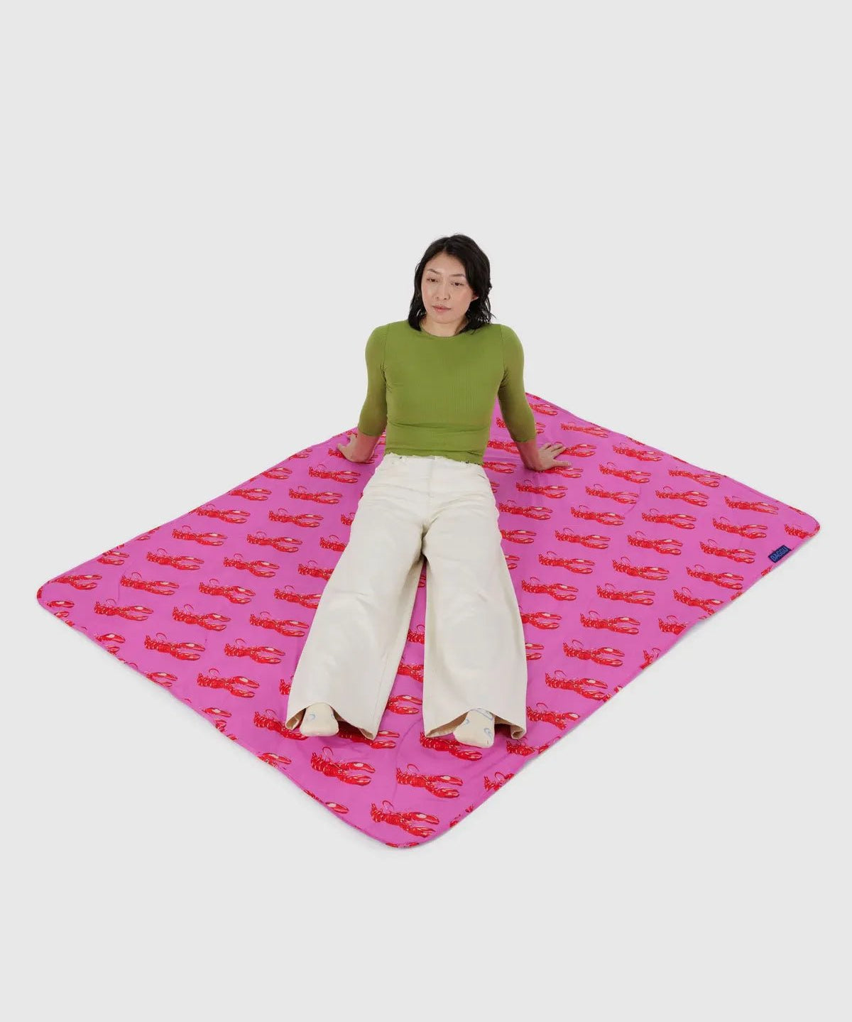 BAGGU - Picknickdecke • Pink Lobster - ROSA ECK