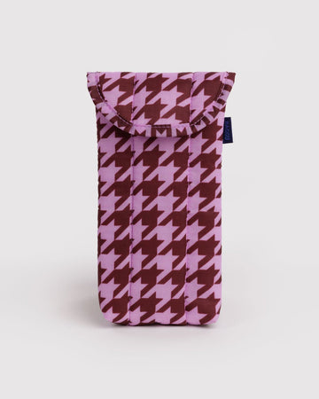 BAGGU - PUFFY Brillenetui • Pink Houndstooth - ROSA ECK