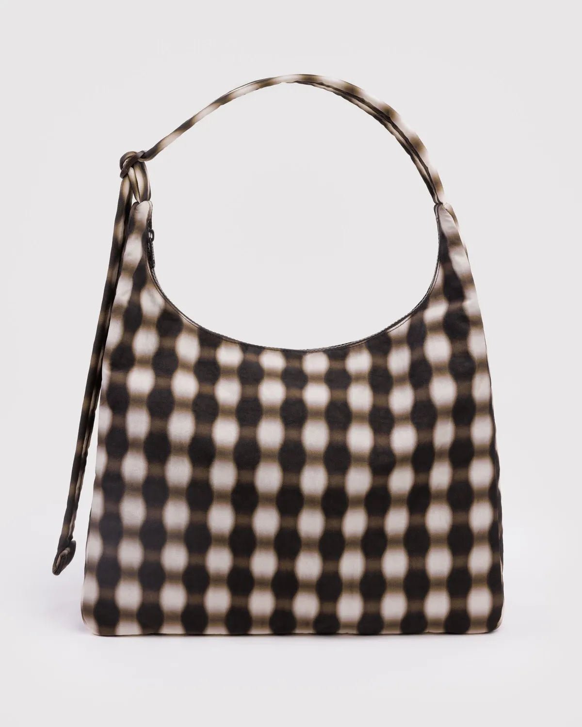 BAGGU - Schultertasche aus Nylon • Blurred Gingham Brown - ROSA ECK
