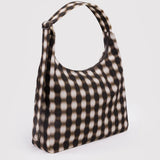 BAGGU - Schultertasche aus Nylon • Blurred Gingham Brown - ROSA ECK