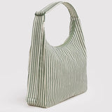 BAGGU - Schultertasche aus Nylon • Sage Stripe - ROSA ECK