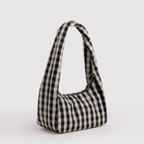 Small Nylon Meringue Bag Schultertasche • Black and Cream Gingham